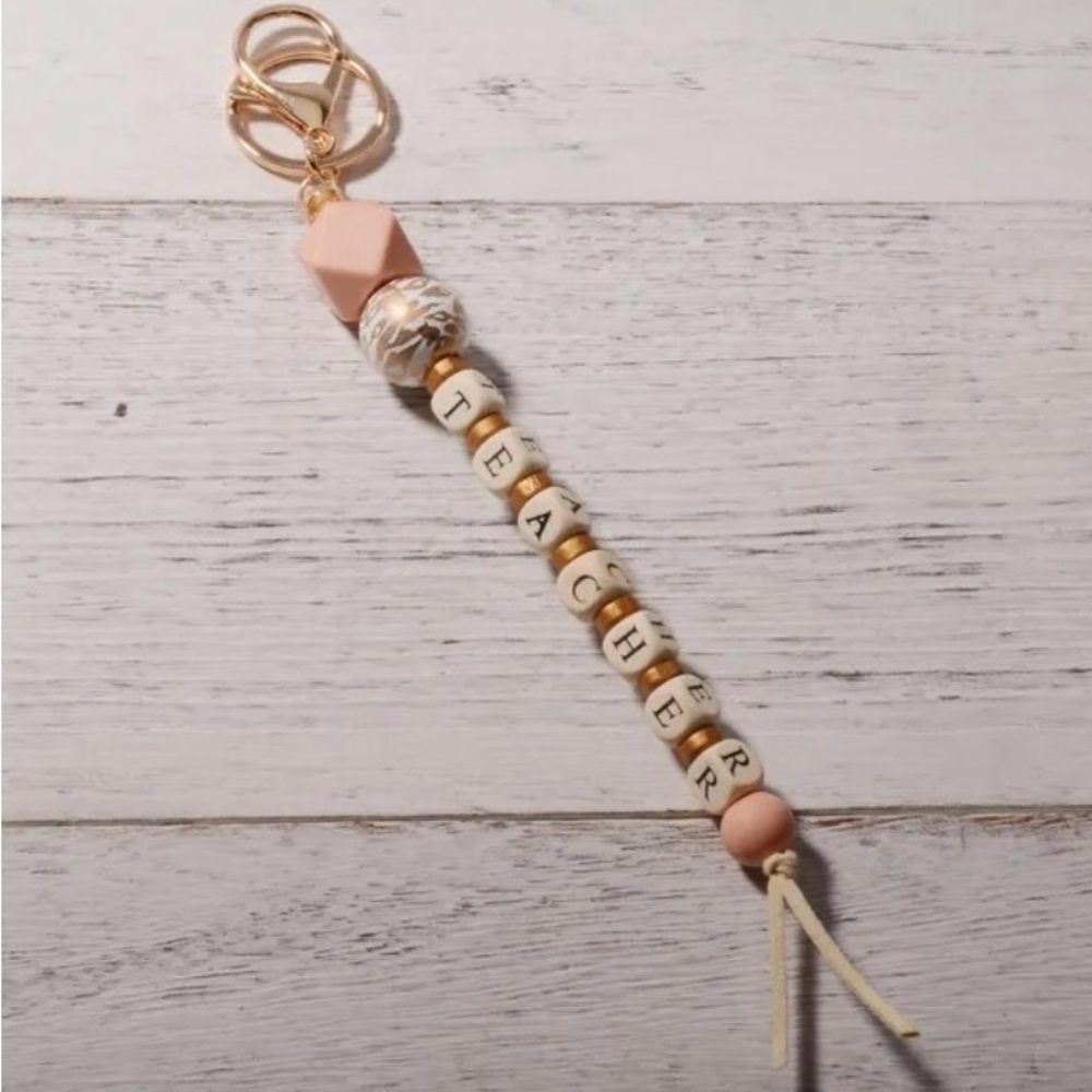 Teacher Leopard Beaded Keychain Bag or Purse Pendant